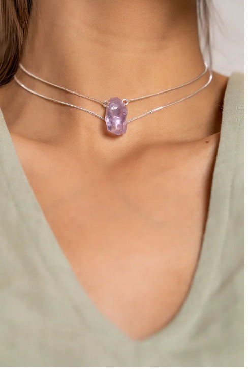 Silver Choker With Amethyst Stone