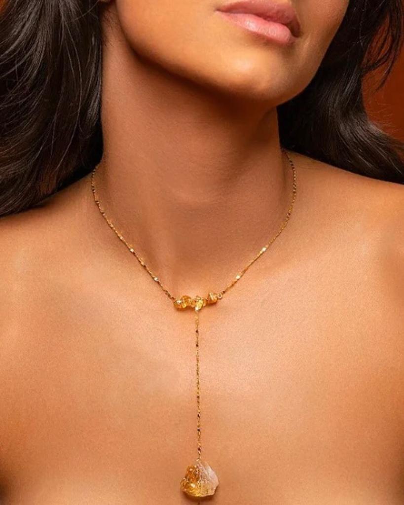 Soleil pendulum necklace - Citrine Stone