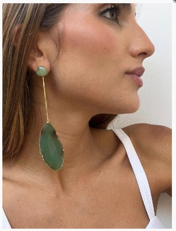 Araras Earring Silver - Green Agate
